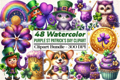 Purple St. Patrick's Day Clipart Bundle - CraftNest - Digital Crafting and Art