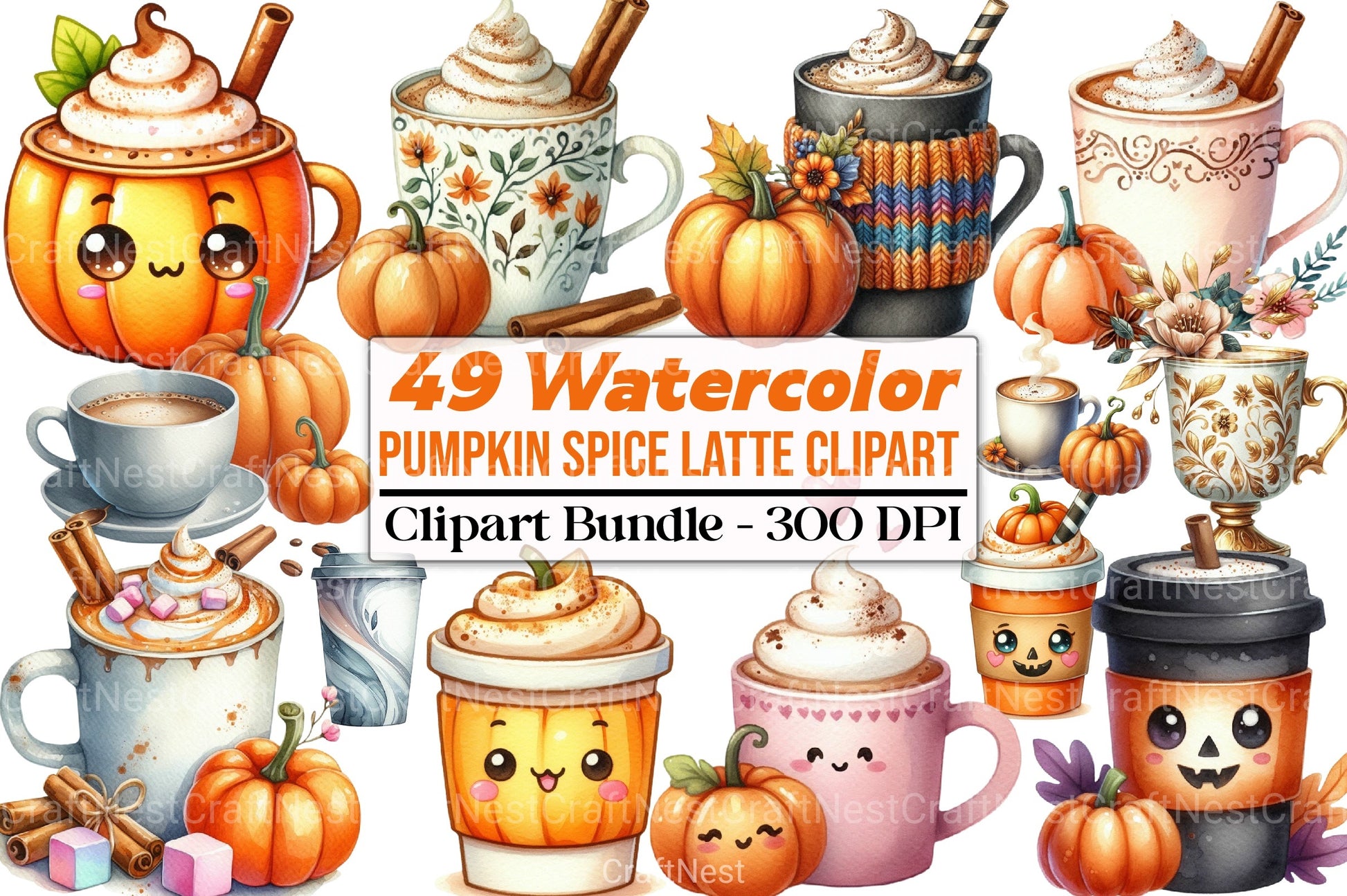 Pumpkin Spice Latte Clipart Bundle 4 - CraftNest - Digital Crafting and Art