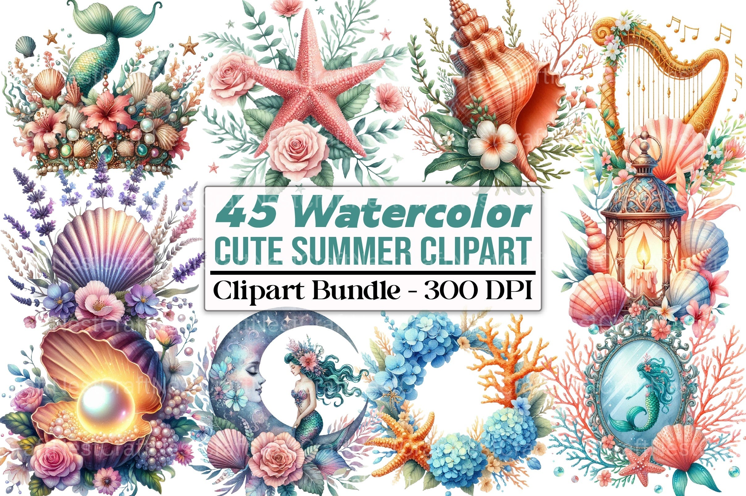Cute Summer Clipart Bundle - CraftNest - Digital Crafting and Art