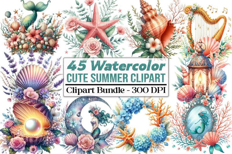 Cute Summer Clipart Bundle - CraftNest - Digital Crafting and Art