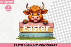 Easter Highland Cow Clipart Bundle 8 - CraftNest - Digital Crafting and Art