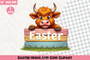 Easter Highland Cow Clipart Bundle