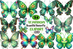 St. Patrick's Day Butterfly Clipart Bundle - CraftNest - Digital Crafting and Art