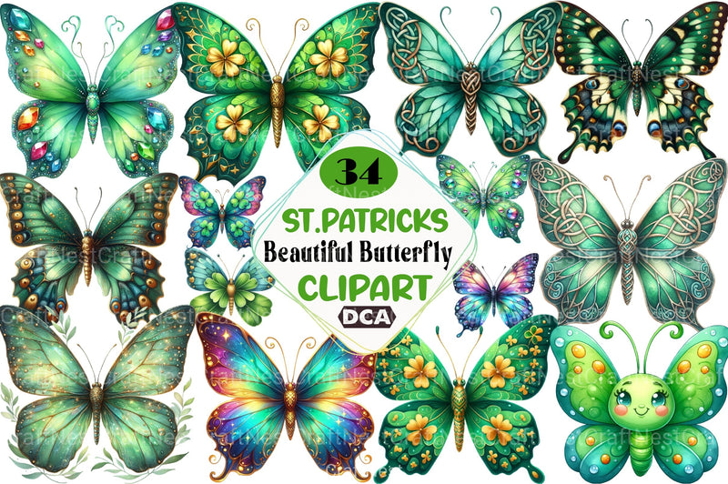 St. Patrick's Day Butterfly Clipart Bundle - CraftNest - Digital Crafting and Art