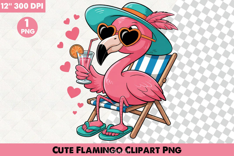 Cute Flamingo Clipart Bundle 4 - CraftNest - Digital Crafting and Art