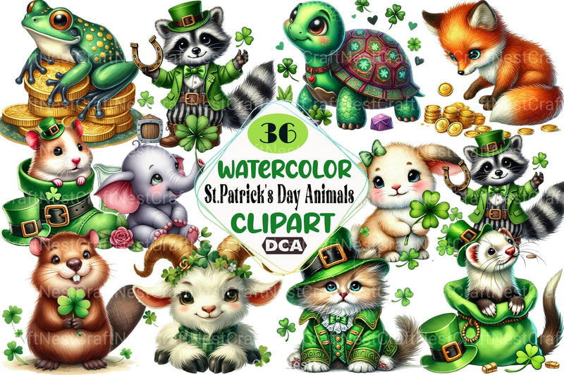 St. Patrick's Day Animals Clipart Bundle 77 - CraftNest - Digital Crafting and Art