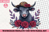 Highland Cow Floral Art Clipart Bundle
