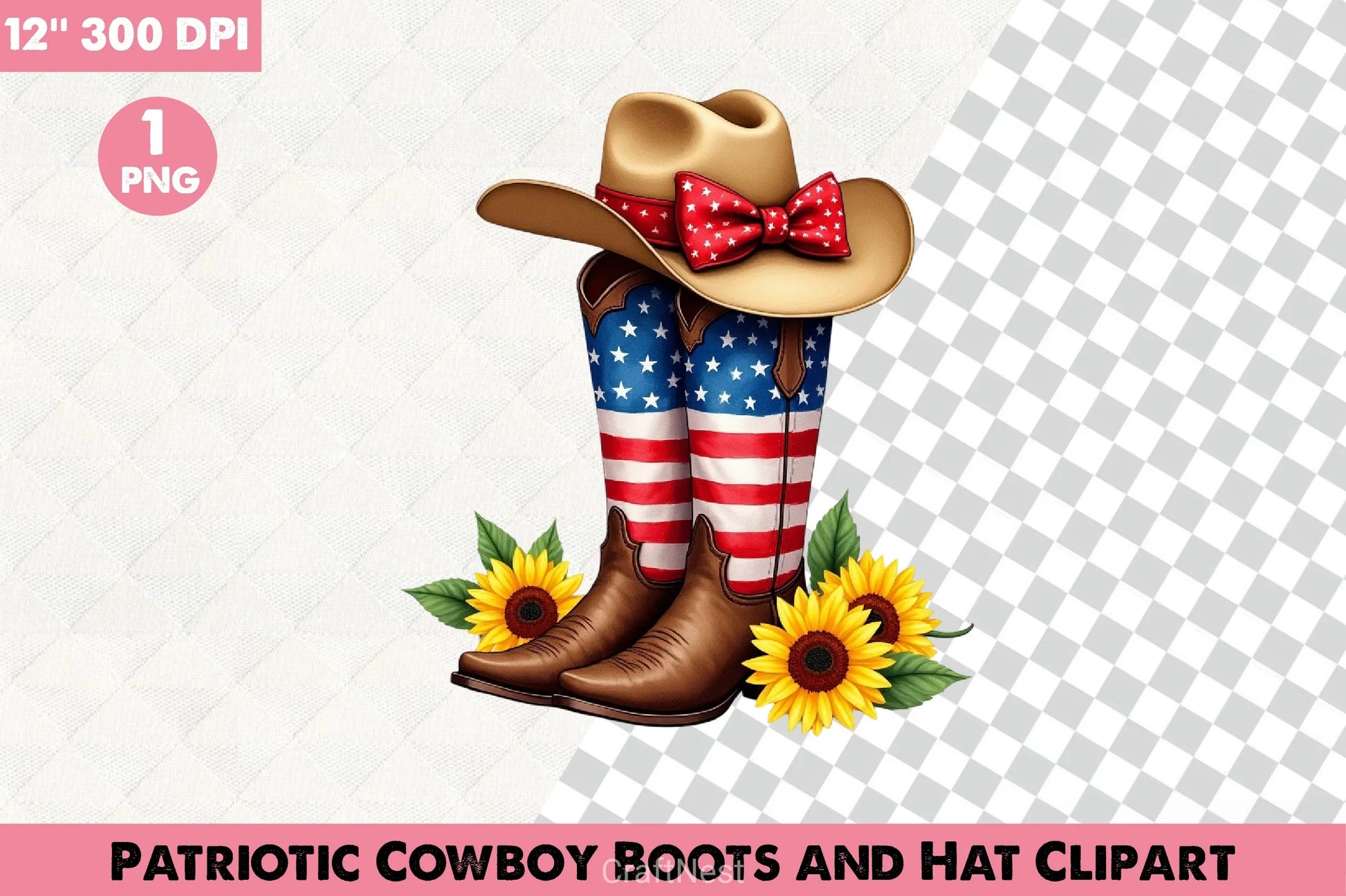 Patriotic Cowboy Boots & Hat Clipart Bundle - CraftNest - Digital Crafting and Art