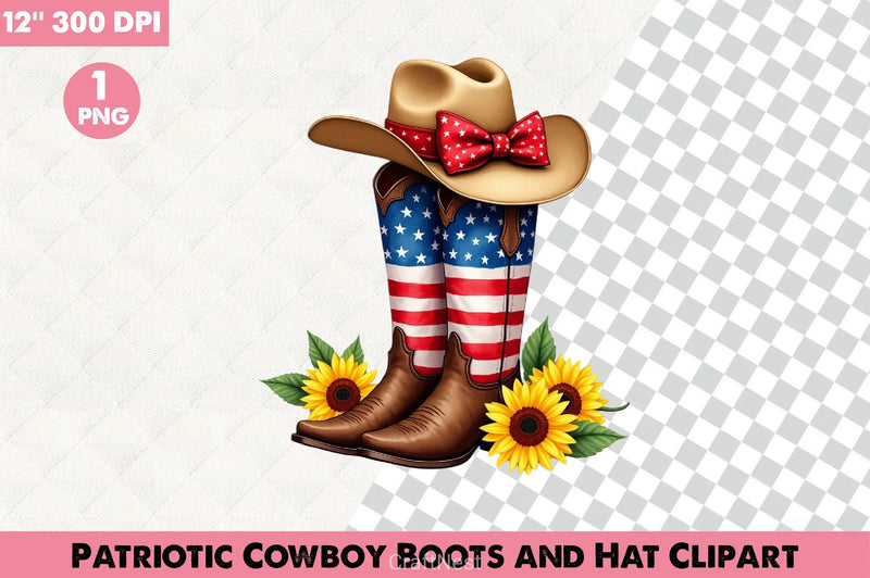 Patriotic Cowboy Boots & Hat Clipart Bundle - CraftNest - Digital Crafting and Art