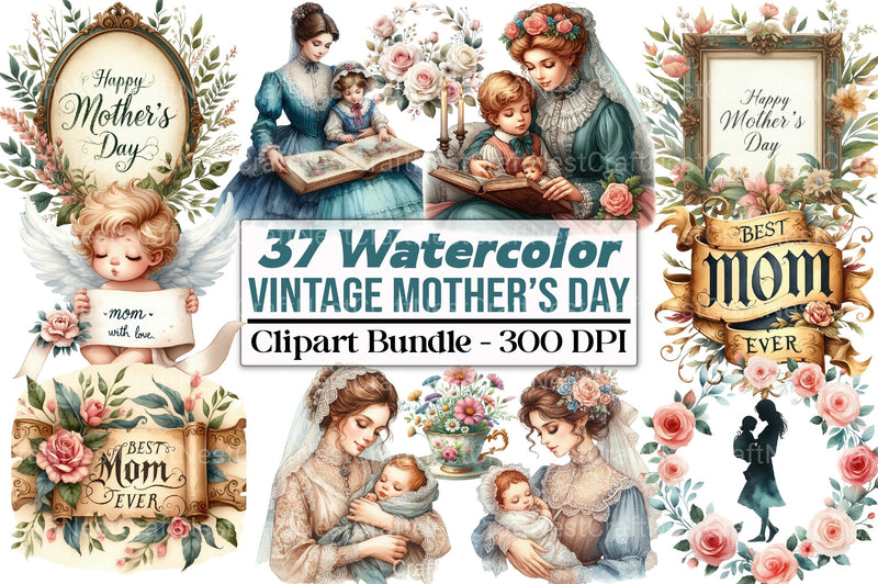 Vintage Mother's Day Clipart Bundle 1 - CraftNest - Digital Crafting and Art