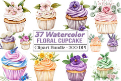 Floral Cupcake Clipart Bundle 99 - CraftNest - Digital Crafting and Art
