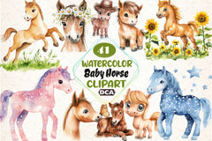 Whimsical Baby Horse Clipart Bundle - CraftNest - Digital Crafting and Art