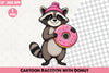 Cartoon Raccoon Donut Clipart Bundle