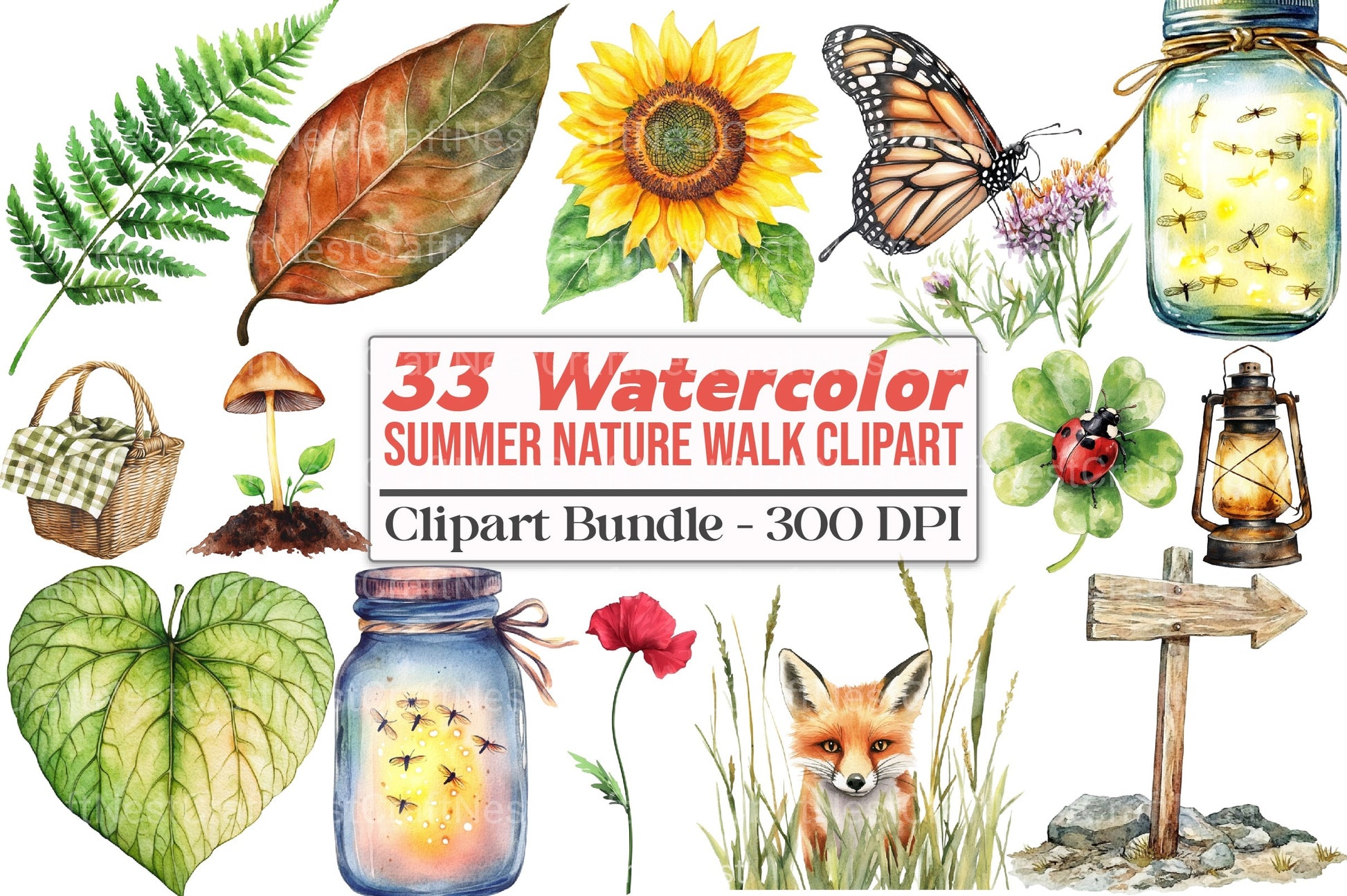 Summer Nature Walk Clipart Bundle - CraftNest - Digital Crafting and Art