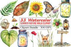 Summer Nature Walk Clipart Bundle - CraftNest - Digital Crafting and Art