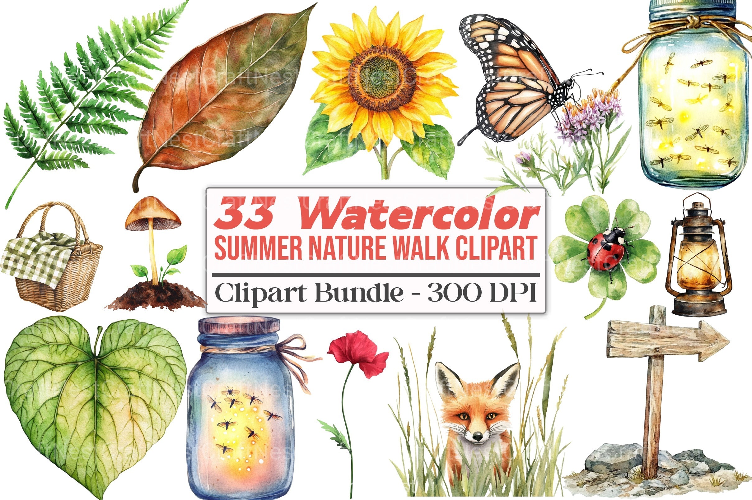 Summer Nature Walk Clipart Bundle - CraftNest - Digital Crafting and Art