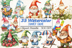 Summer Gnome Clipart Bundle 8 - CraftNest - Digital Crafting and Art
