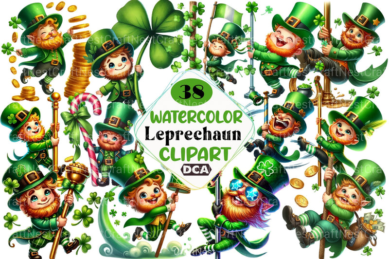 Green Leprechaun Dancing Pole Clipart Bundle - CraftNest - Digital Crafting and Art