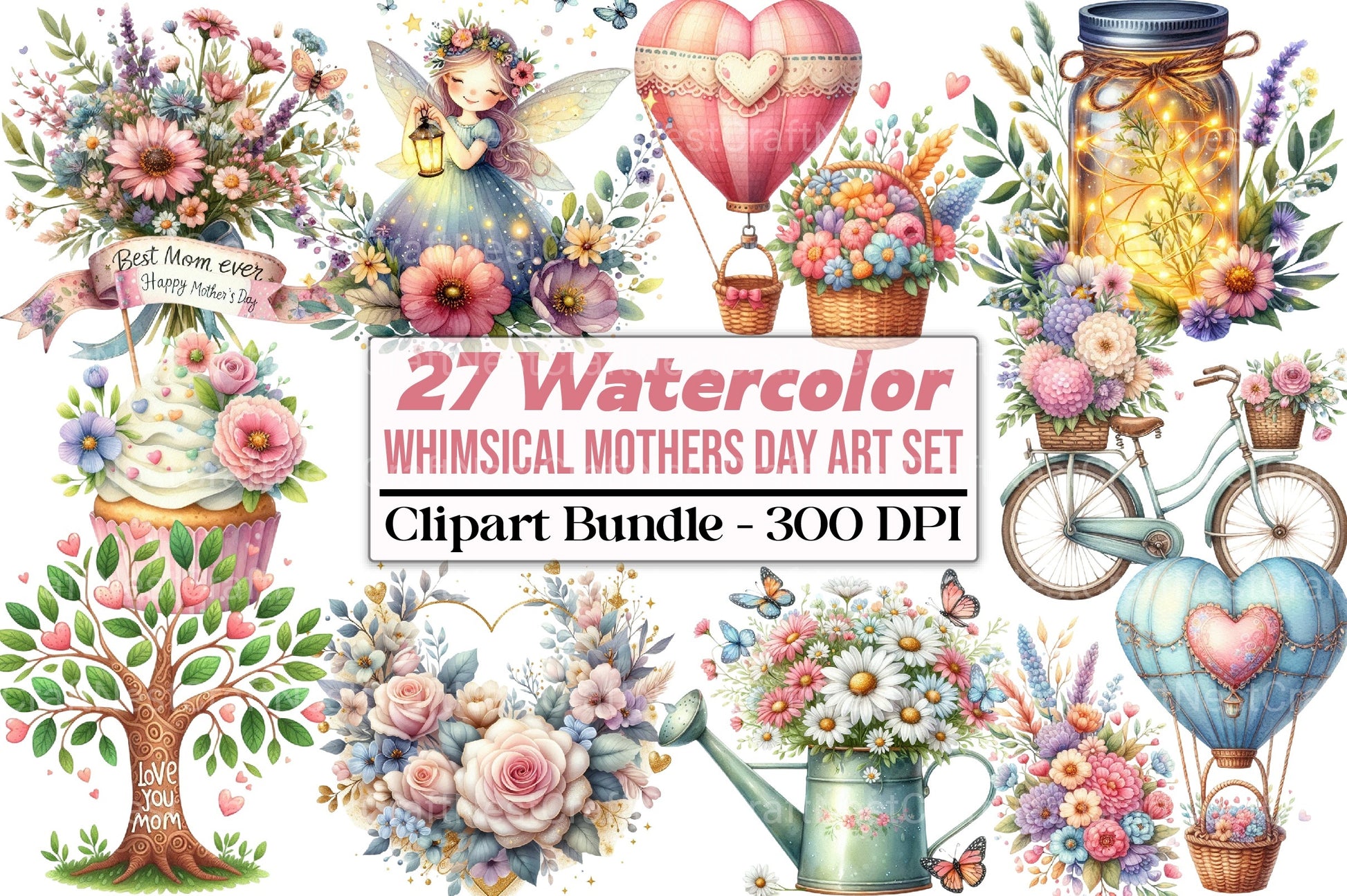 Whimsical Mother's Day Art Clipart Bundle - CraftNest - Digital Crafting and Art