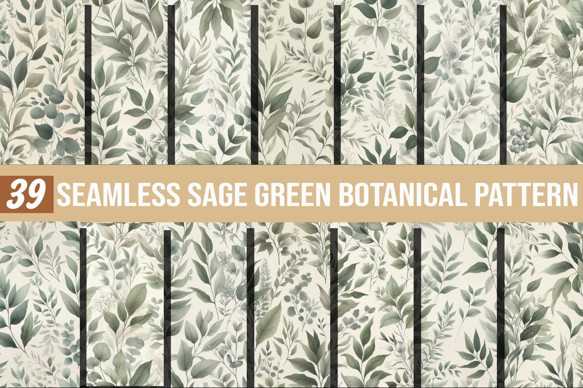 Seamless Sage Green Botanical Pattern Digital Paper