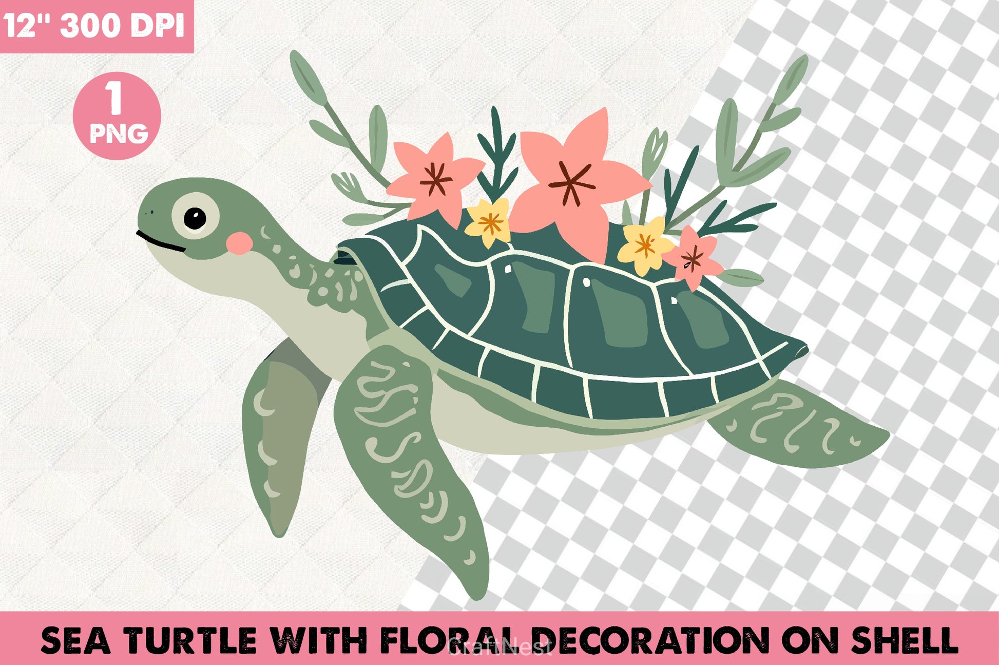 Sea Turtle Floral Shell Clipart Bundle - CraftNest - Digital Crafting and Art