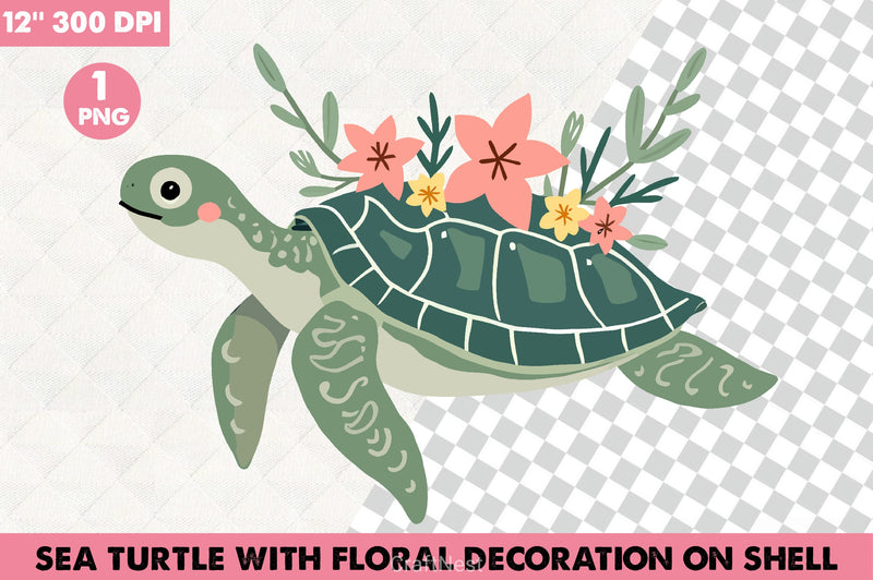 Sea Turtle Floral Shell Clipart Bundle - CraftNest - Digital Crafting and Art