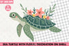 Sea Turtle Floral Shell Clipart Bundle