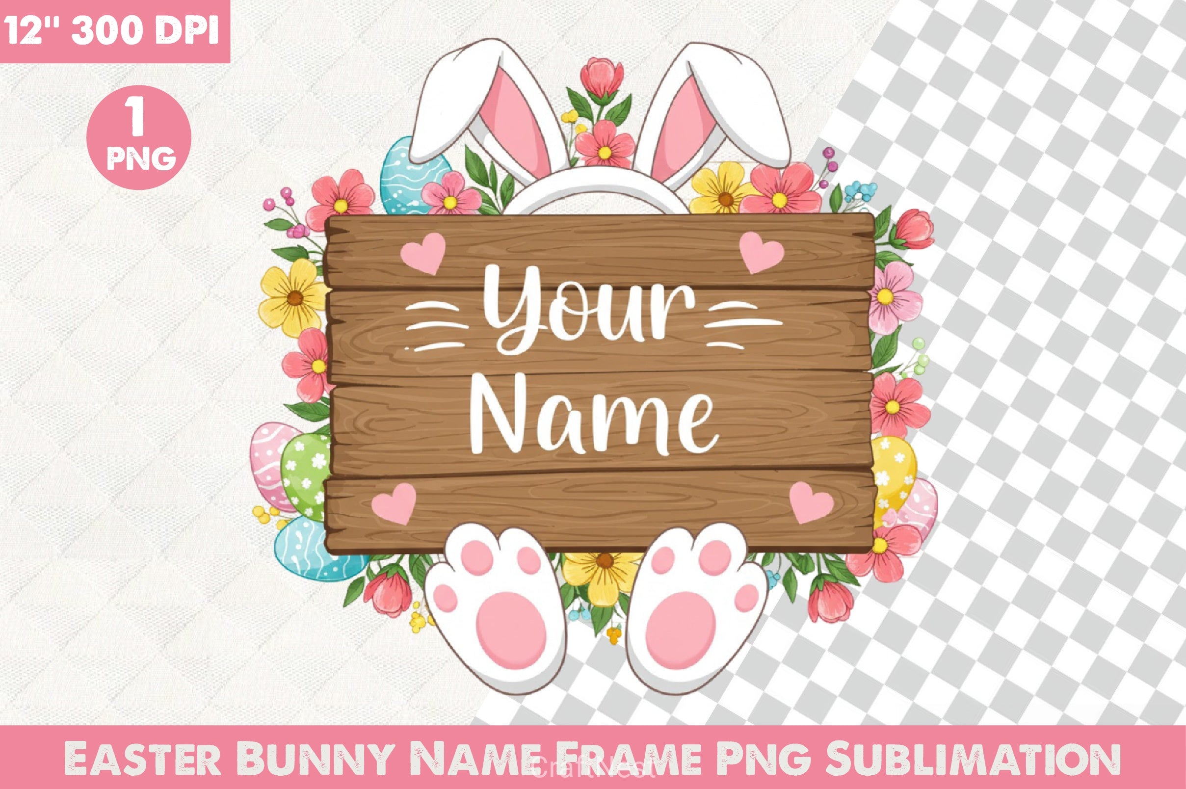 Easter Bunny Name Frame Clipart Bundle  3 - CraftNest - Digital Crafting and Art