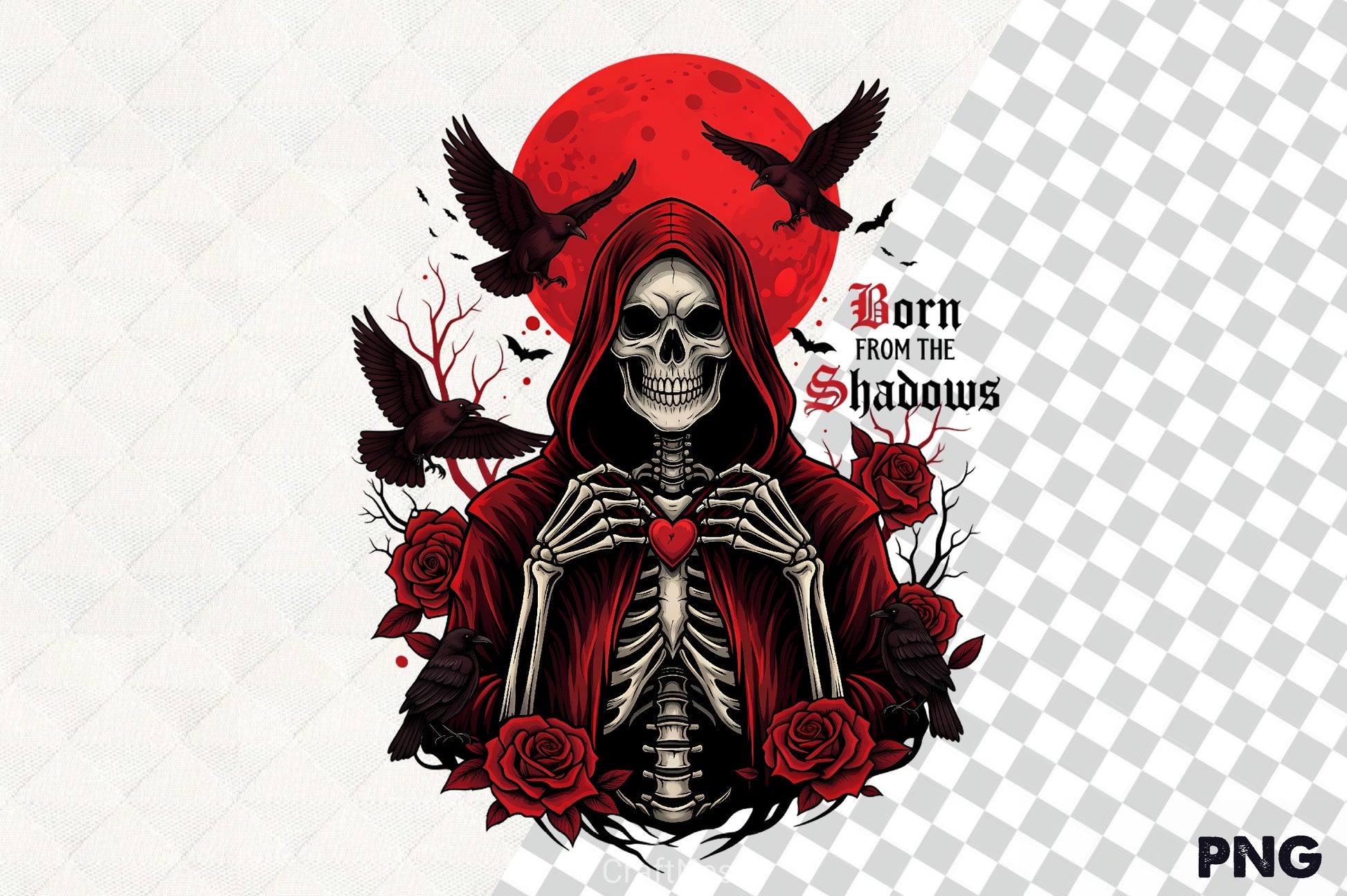 Red Moon Skeleton & Crows Clipart Bundle - CraftNest - Digital Crafting and Art