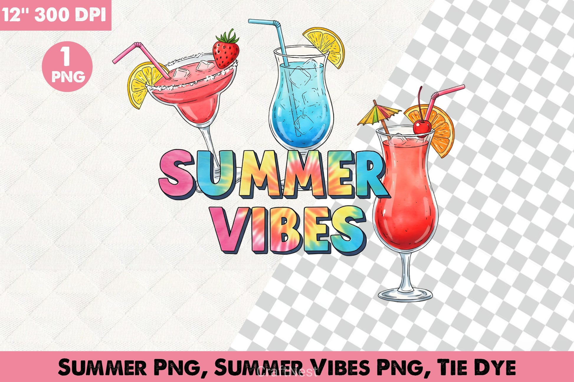 Summer Vibes Tie Dye Clipart Bundle - CraftNest - Digital Crafting and Art