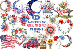 Floral 4th of July Clipart Bundle - CraftNest - Digital Crafting and Art