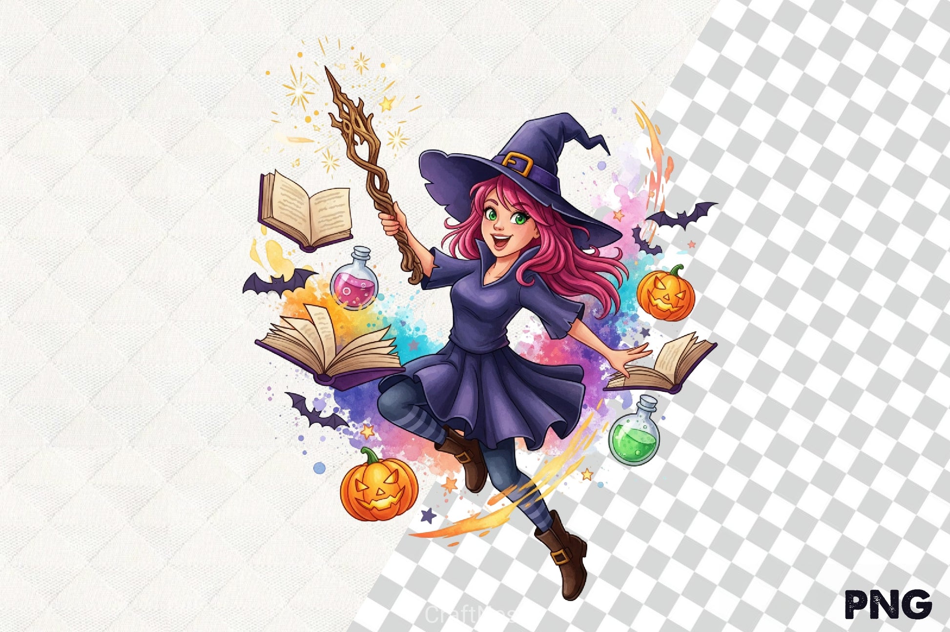 Energetic Halloween Witch Clipart Bundle - CraftNest - Digital Crafting and Art