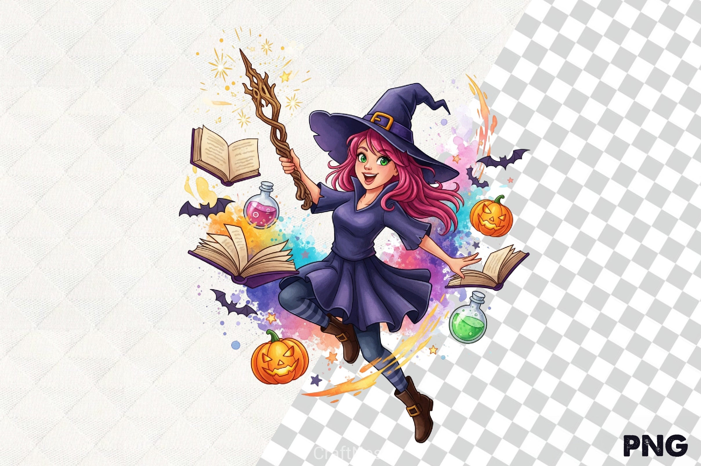 Energetic Halloween Witch Clipart Bundle - CraftNest - Digital Crafting and Art