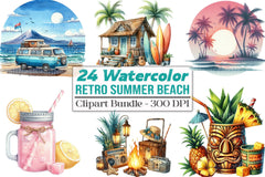 Retro Summer Beach Clipart Bundle 2 - CraftNest - Digital Crafting and Art