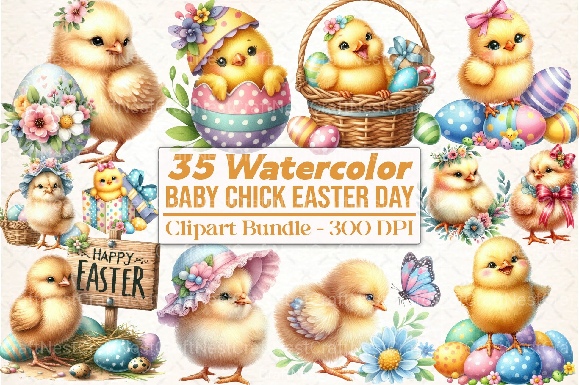 Easter Baby Chick Clipart Bundle - CraftNest - Digital Crafting and Art
