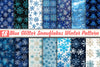 Blue Glitter Snowflakes Winter Pattern Clipart Bundle