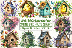 Spring Birdhouse Clipart Bundle 99 - CraftNest - Digital Crafting and Art