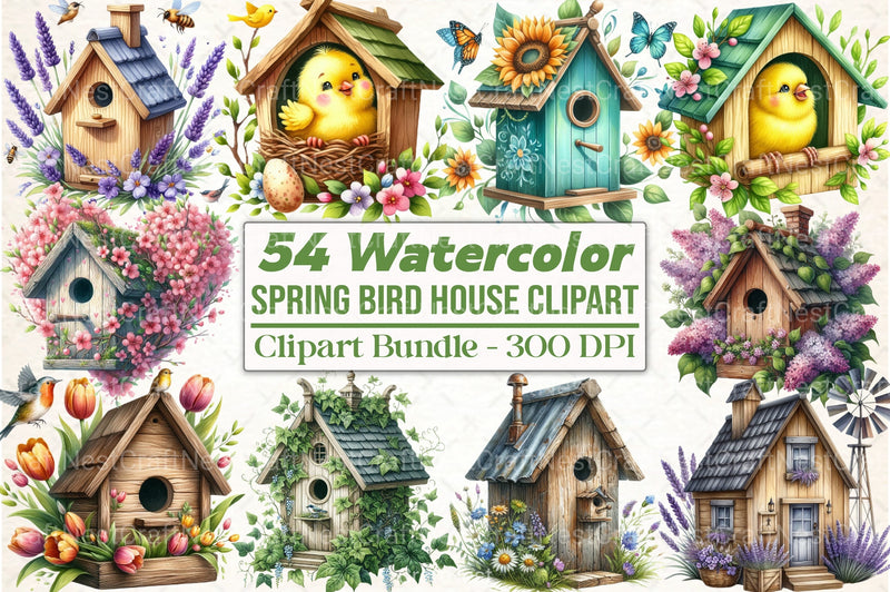 Spring Birdhouse Clipart Bundle 99 - CraftNest - Digital Crafting and Art