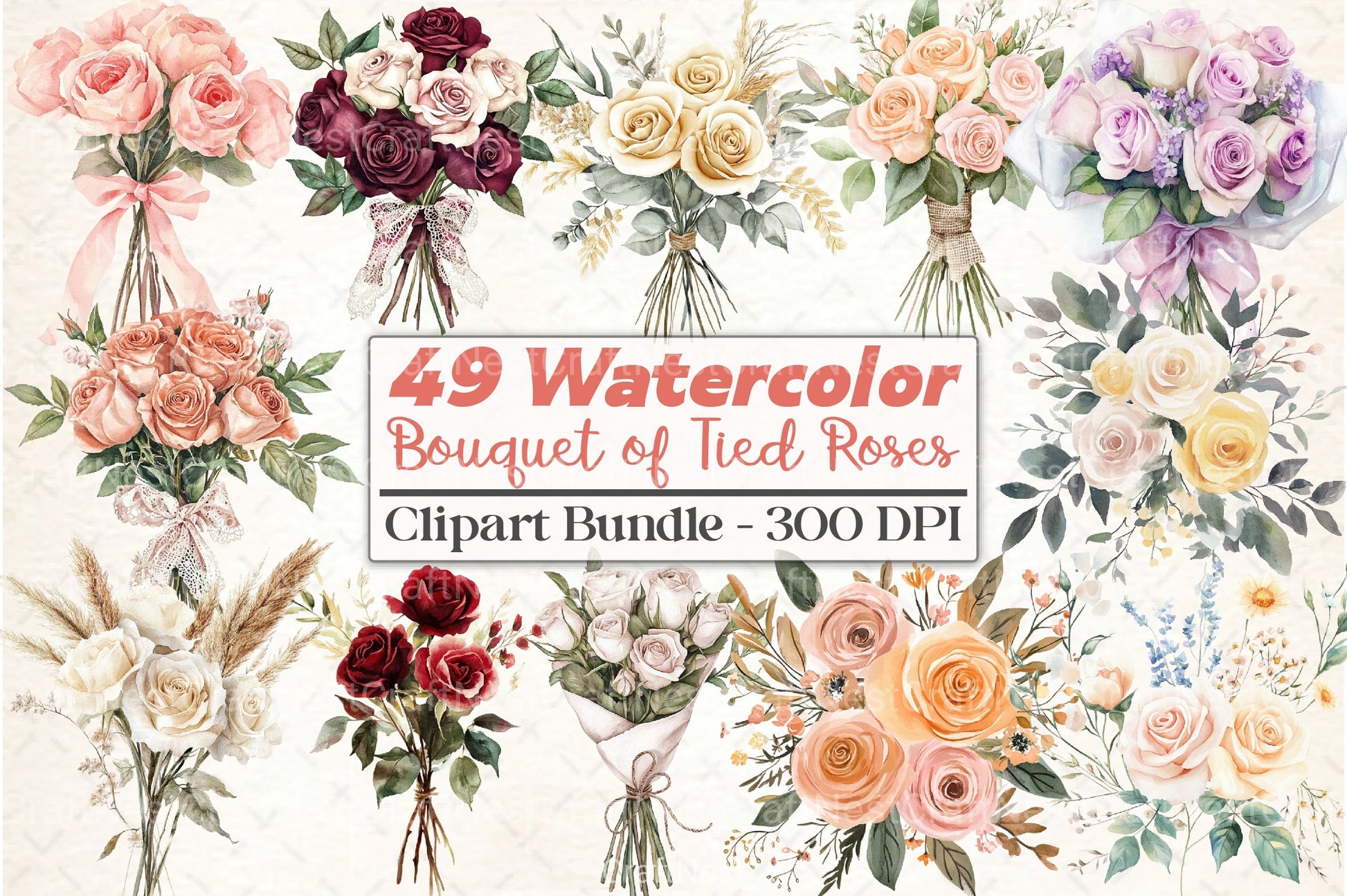 Boho Roses Clipart Bundle - CraftNest - Digital Crafting and Art