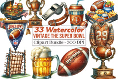 Vintage Super Bowl Clipart Bundle 33 - CraftNest - Digital Crafting and Art