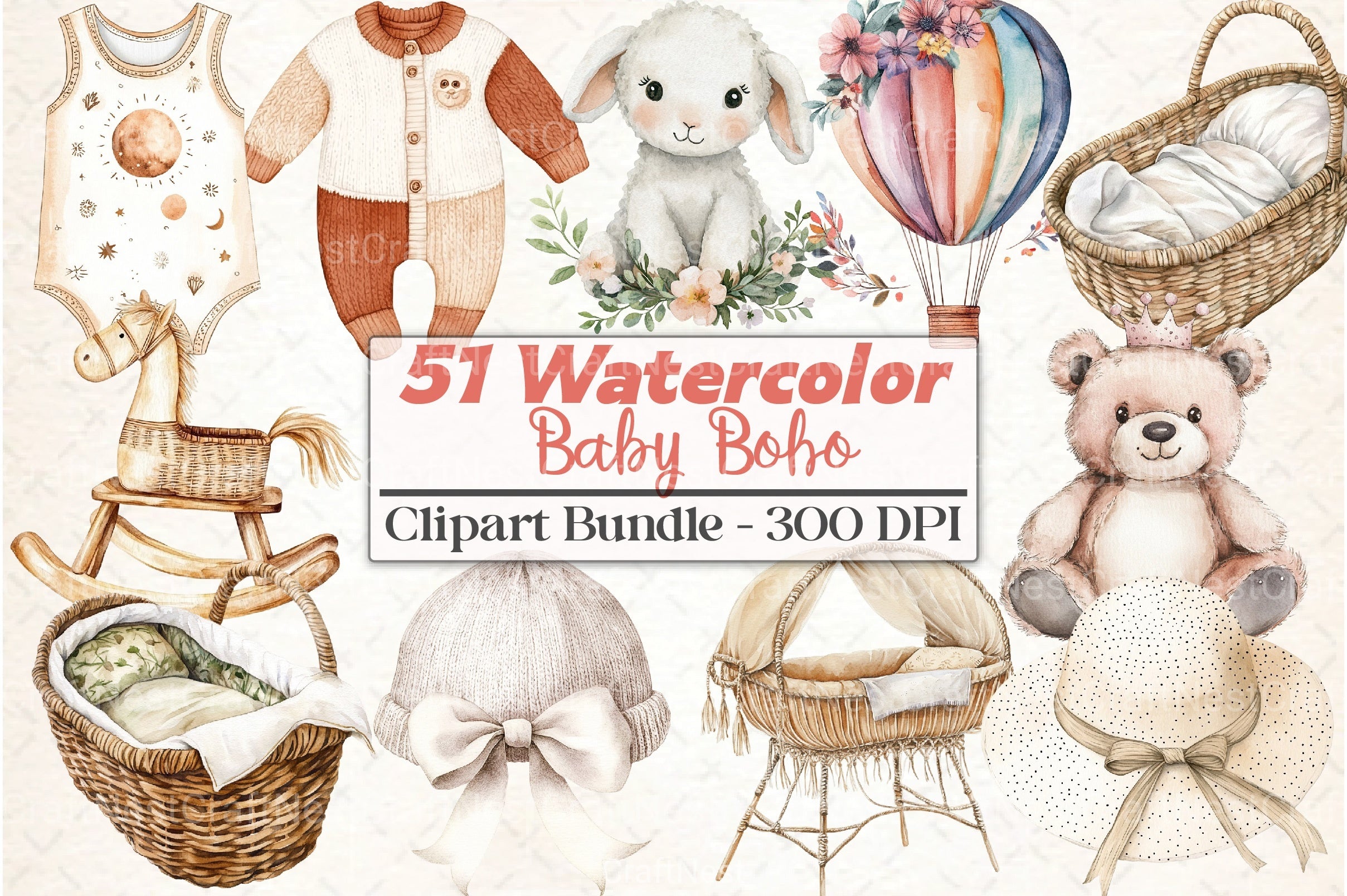 Baby Boho Clipart Bundle - CraftNest - Digital Crafting and Art