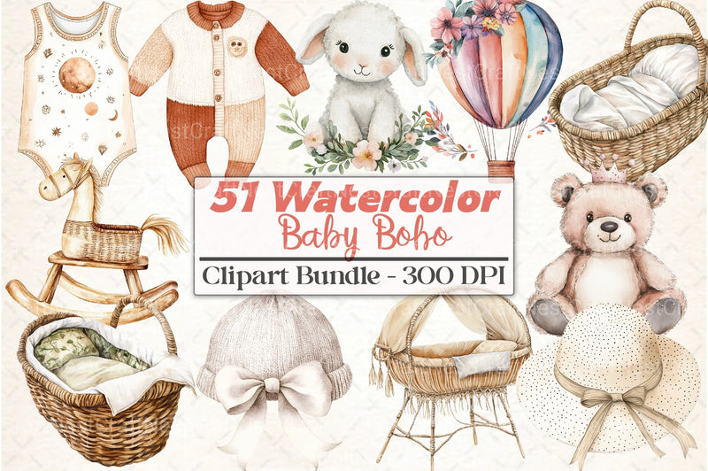 Baby Boho Clipart Bundle - CraftNest - Digital Crafting and Art
