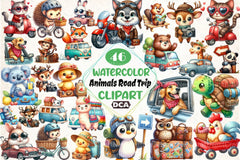Animals Road Trip Clipart Bundle 1 - CraftNest - Digital Crafting and Art