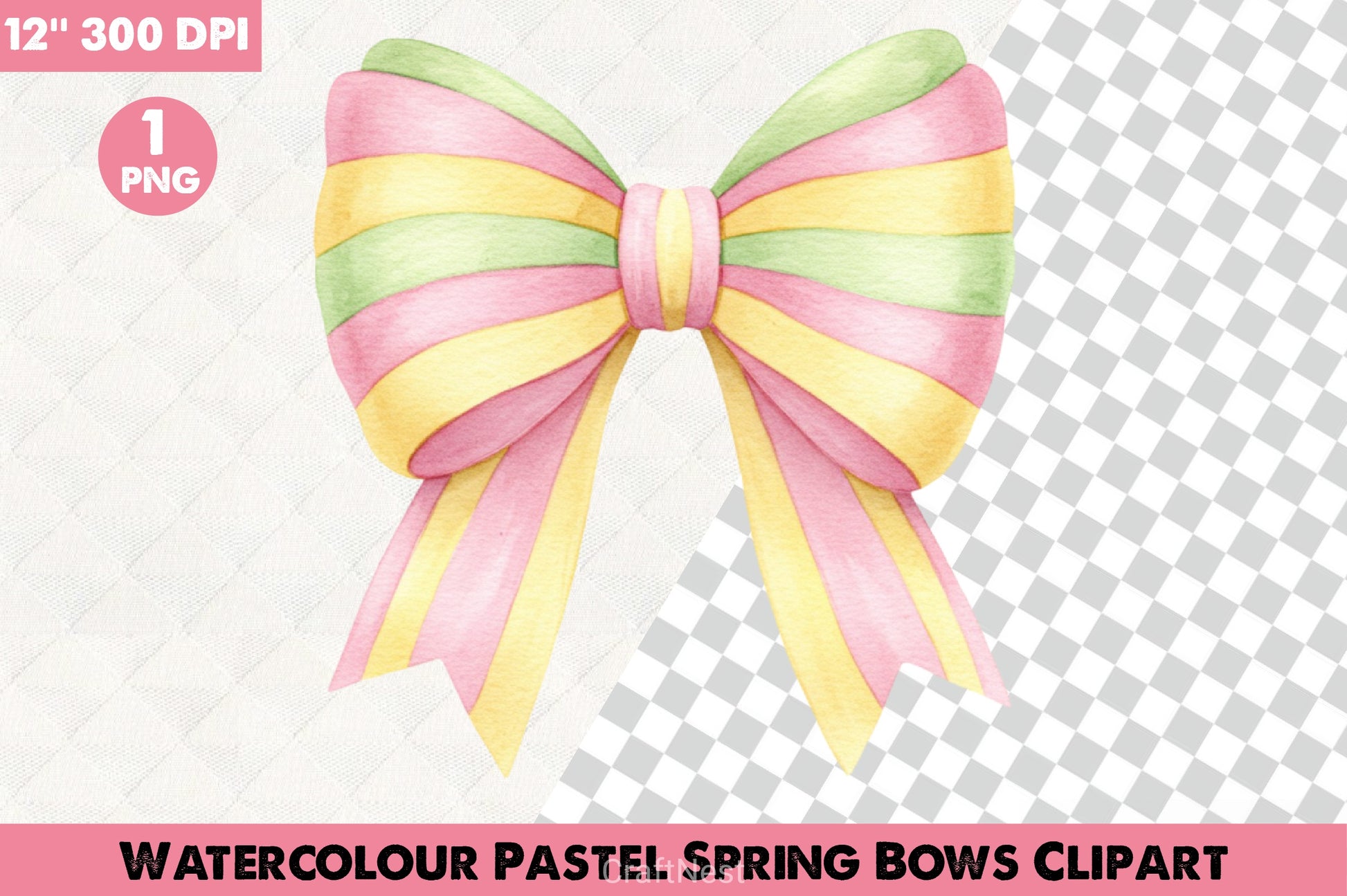 Watercolour Pastel Spring Bows Clipart Bundle 8 - CraftNest - Digital Crafting and Art