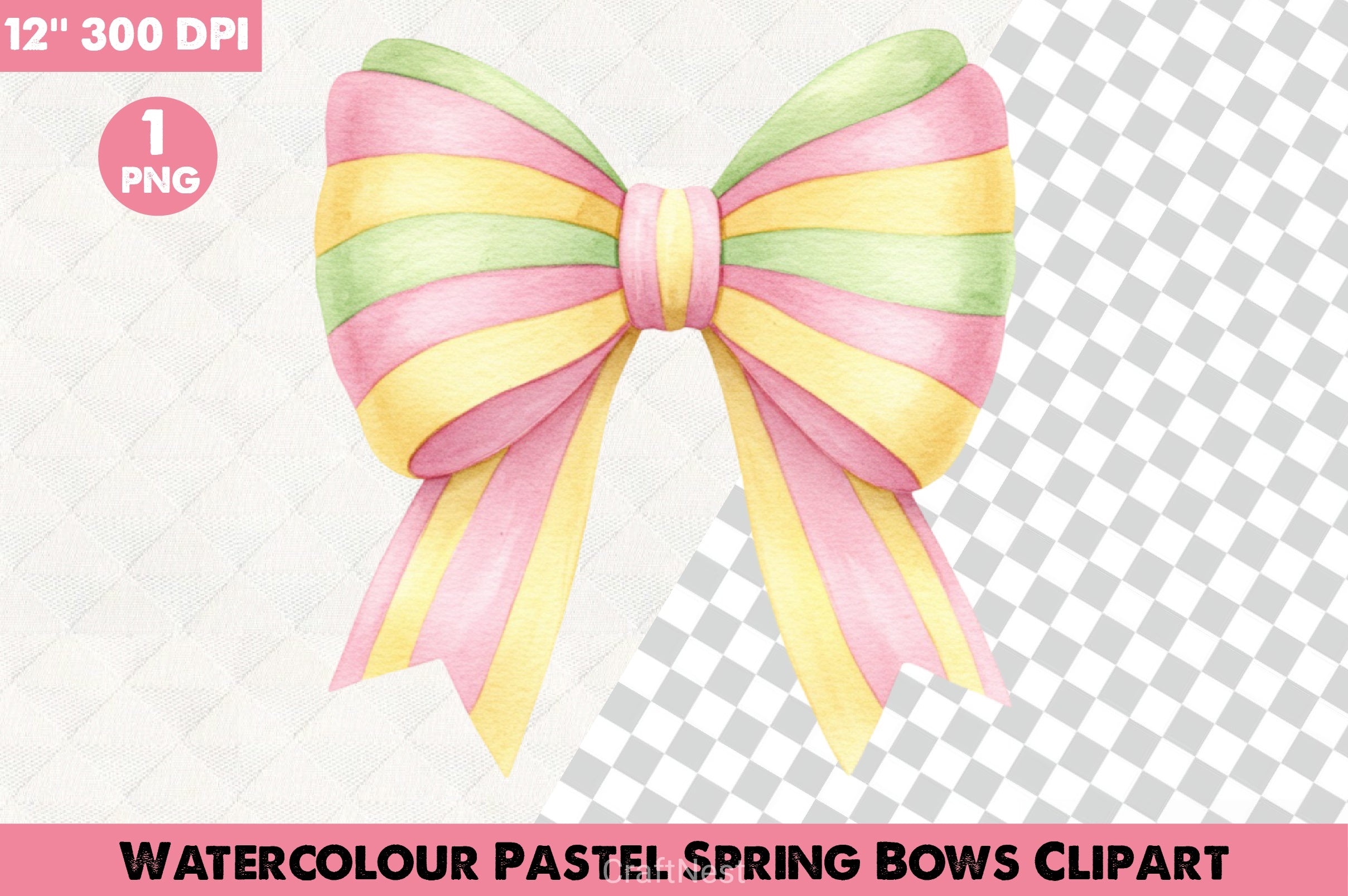 Watercolour Pastel Spring Bows Clipart Bundle 8 - CraftNest - Digital Crafting and Art