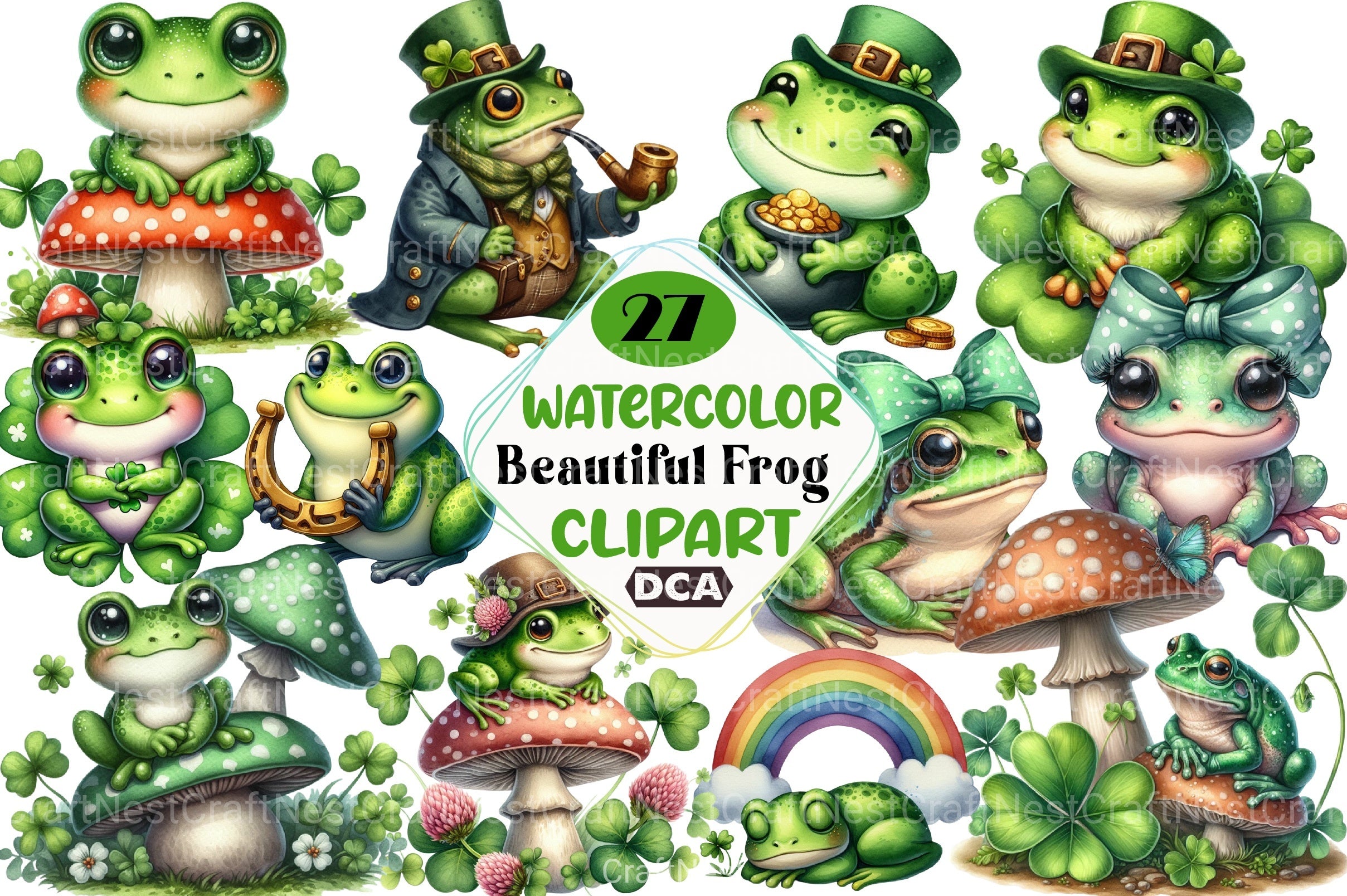St. Patrick's Day Frog Clipart Bundle 2 - CraftNest - Digital Crafting and Art