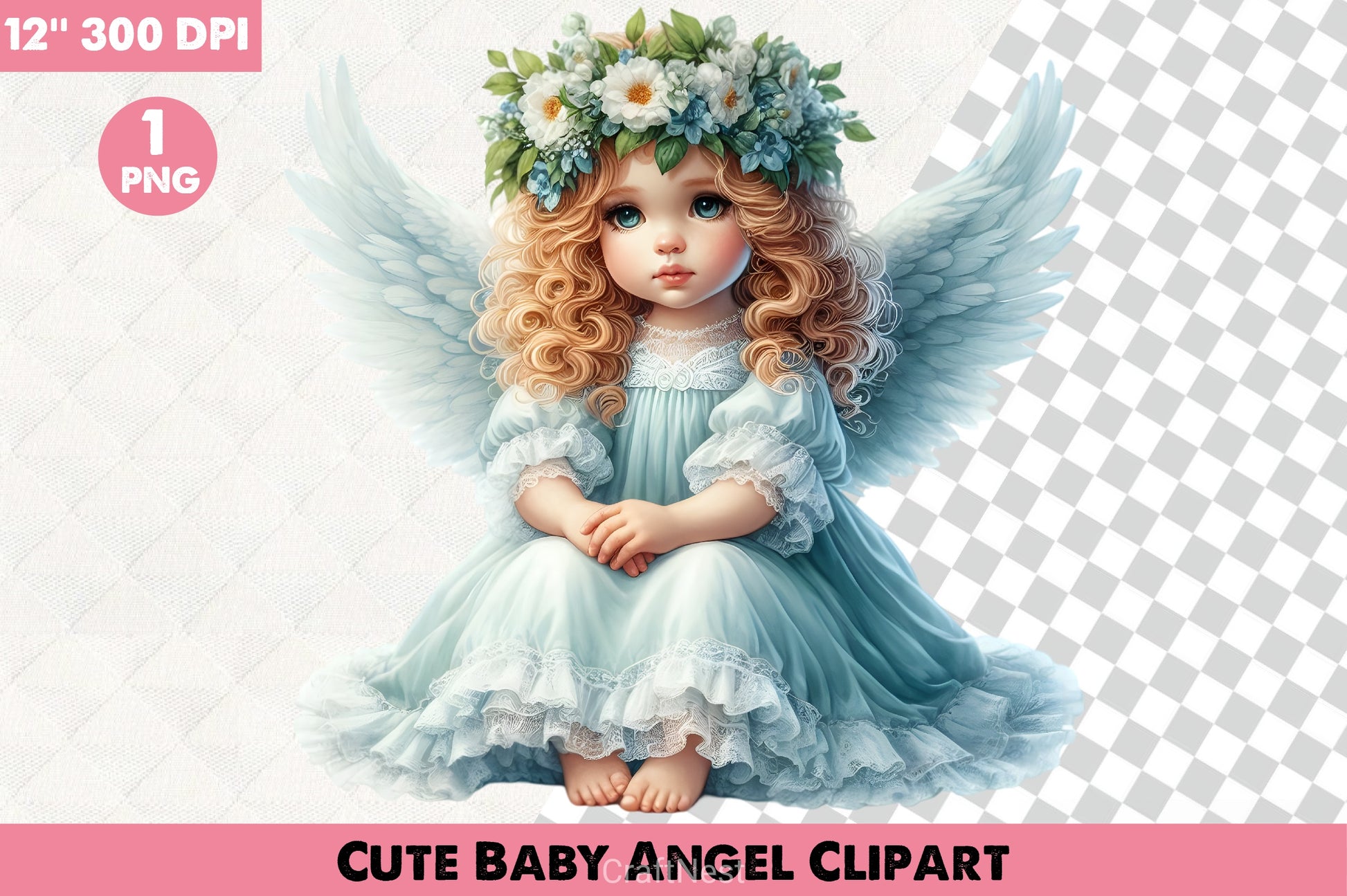 Cute Baby Angel Clipart Bundle - CraftNest - Digital Crafting and Art