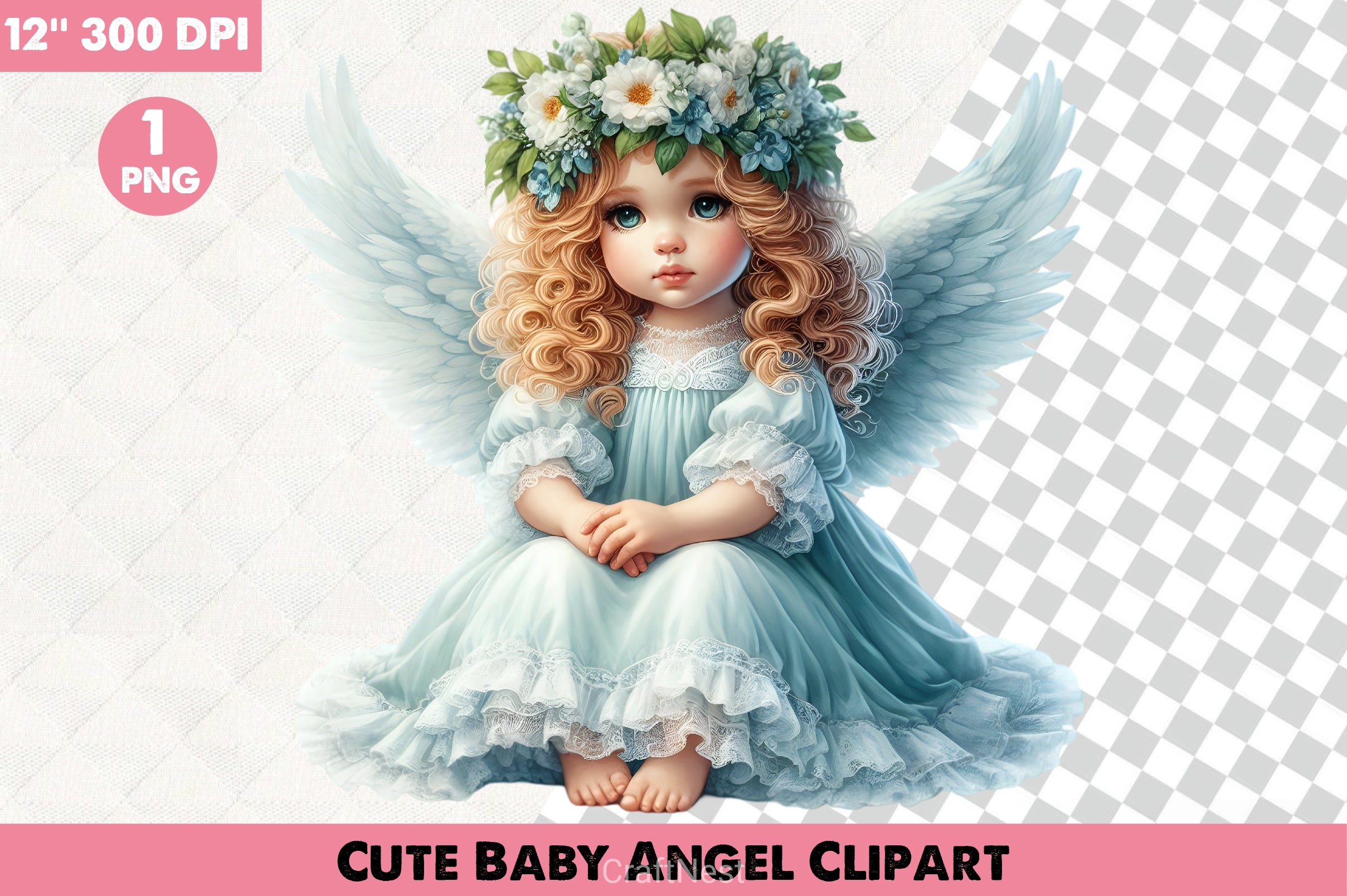 Cute Baby Angel Clipart Bundle - CraftNest - Digital Crafting and Art