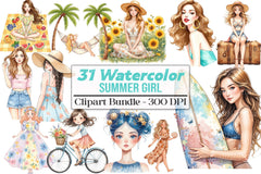 Summer Girl Clipart Bundle 45 - CraftNest - Digital Crafting and Art