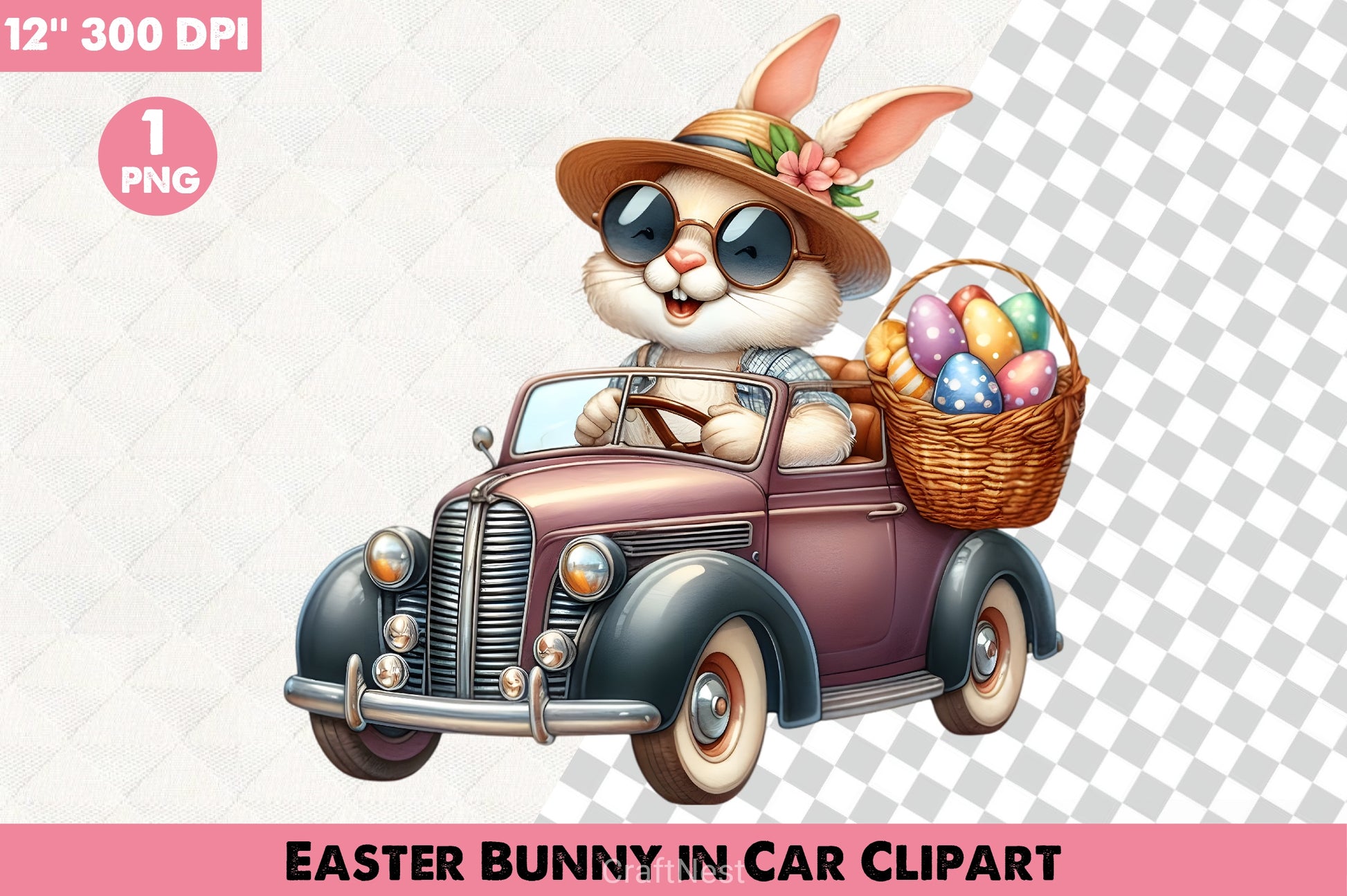 Easter Bunny Car Clipart Bundle - CraftNest - Digital Crafting and Art